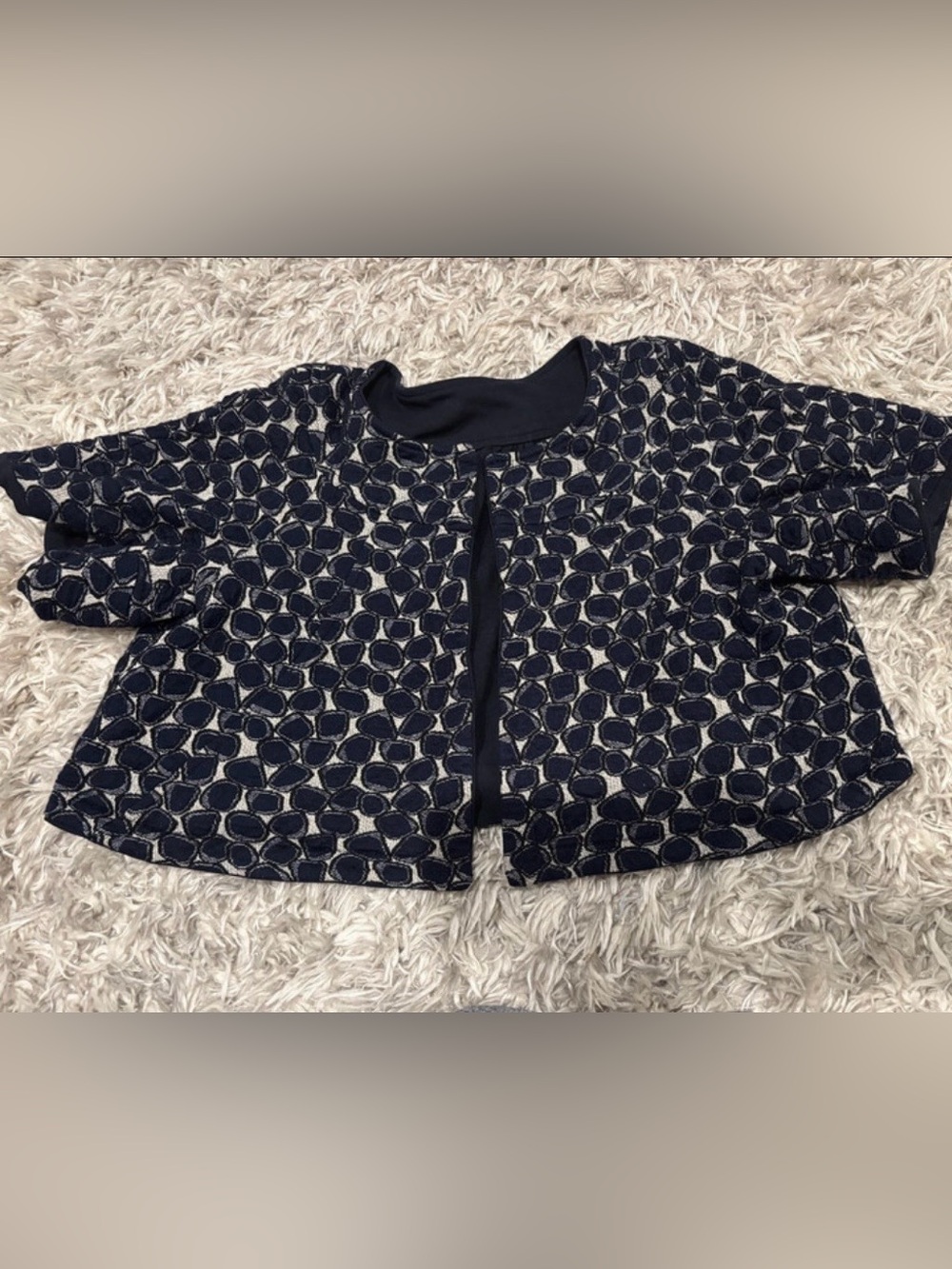 Diane Von Furstenberg Navy Blue Cropped Bolero Jacket Sz O